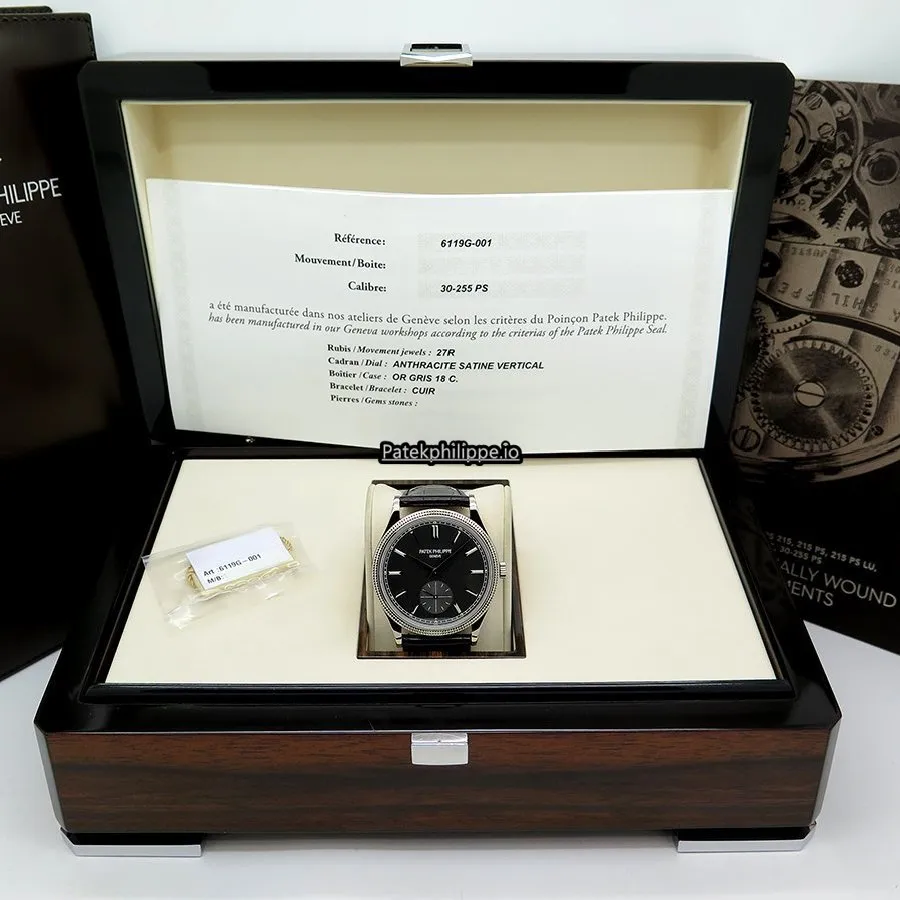 Alternative view of Patek Philippe Calatrava 6119g-001 39MM White Gold Case Manual Winding