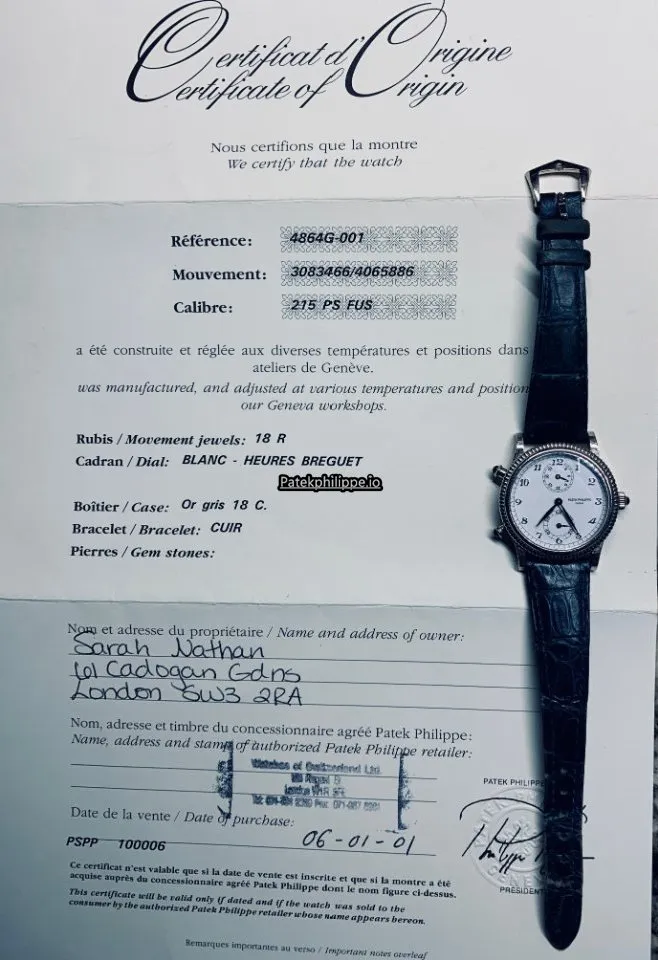 Alternative view of Patek Philippe Travel Time 4864g-001 29.5MM White Gold Case Manual Winding