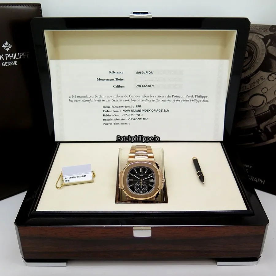 Alternative view of Patek Philippe Nautilus 5980/1r-001 40.5MM Rose Gold Case Automatic
