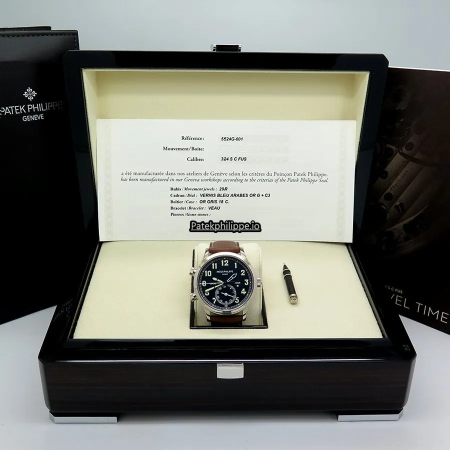 Alternative view of Patek Philippe Travel Time 5524g-001 42MM White Gold Case Automatic