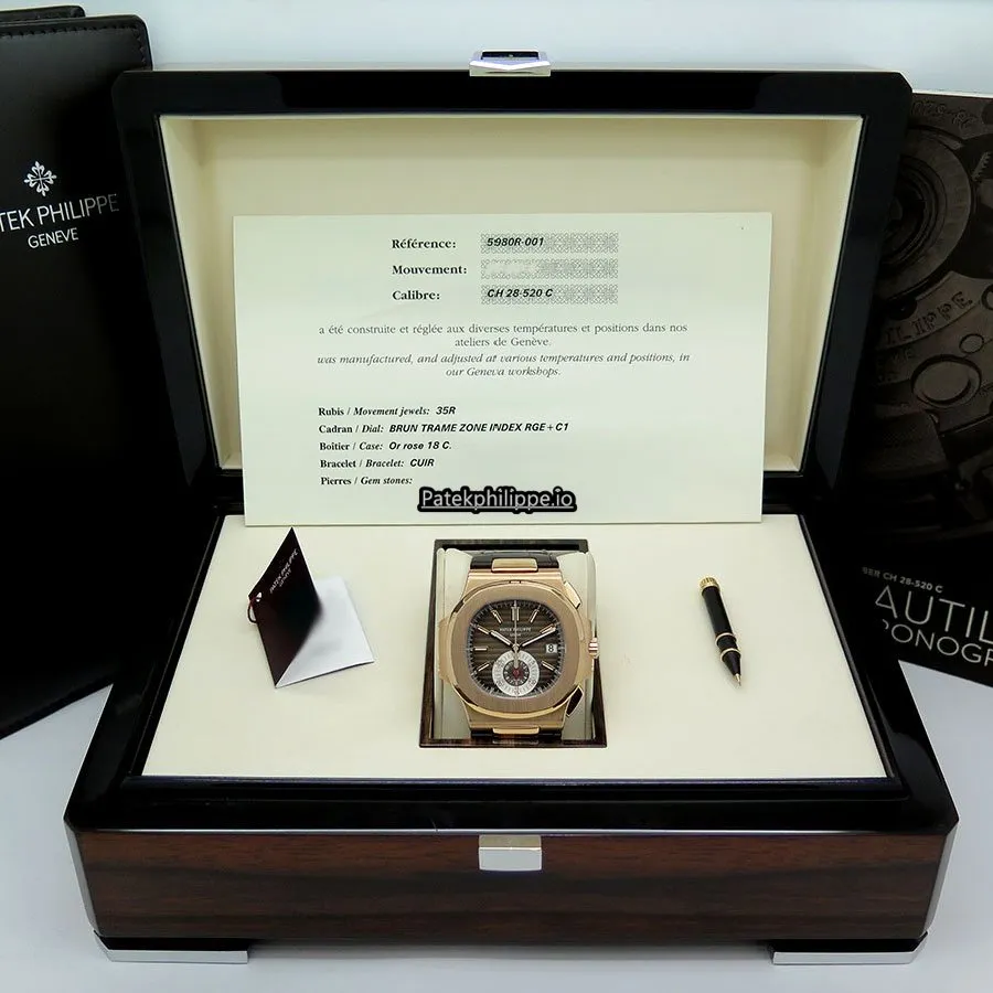 Alternative view of Patek Philippe Nautilus 5980r-001 40.5MM Rose Gold Case Automatic