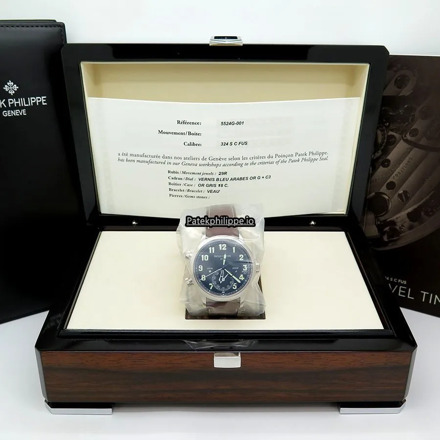 Alternative view of Patek Philippe Travel Time 5524g-001 42MM White Gold Case Automatic