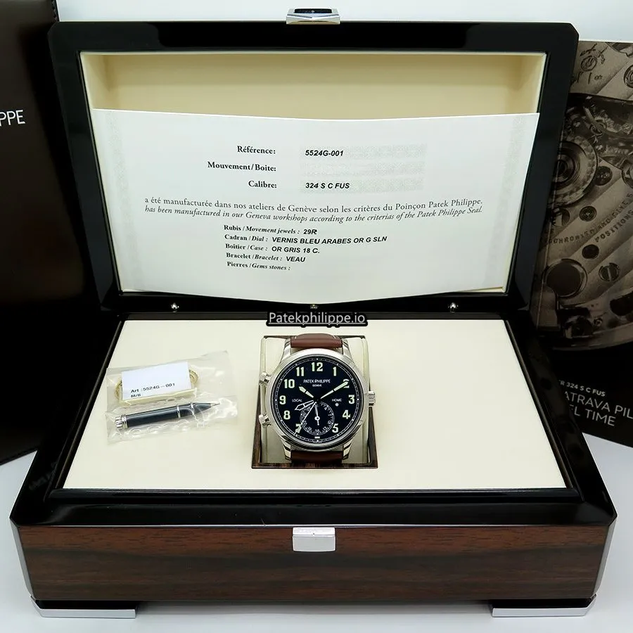 Alternative view of Patek Philippe Travel Time 5524g-001 42MM White Gold Case Automatic
