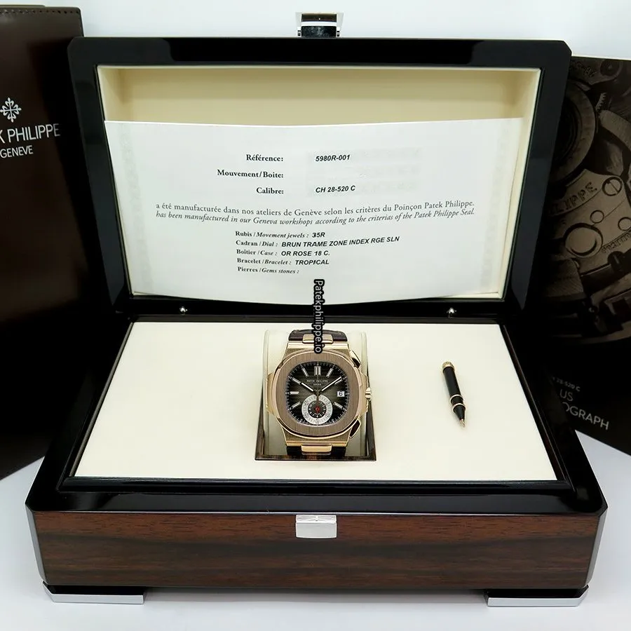 Alternative view of Patek Philippe Nautilus 5980r-001 40.5MM Rose Gold Case Automatic