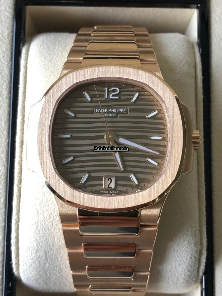 Patek Philippe Nautilus 7118/1r-010 35.2MM Rose Gold Case Automatic