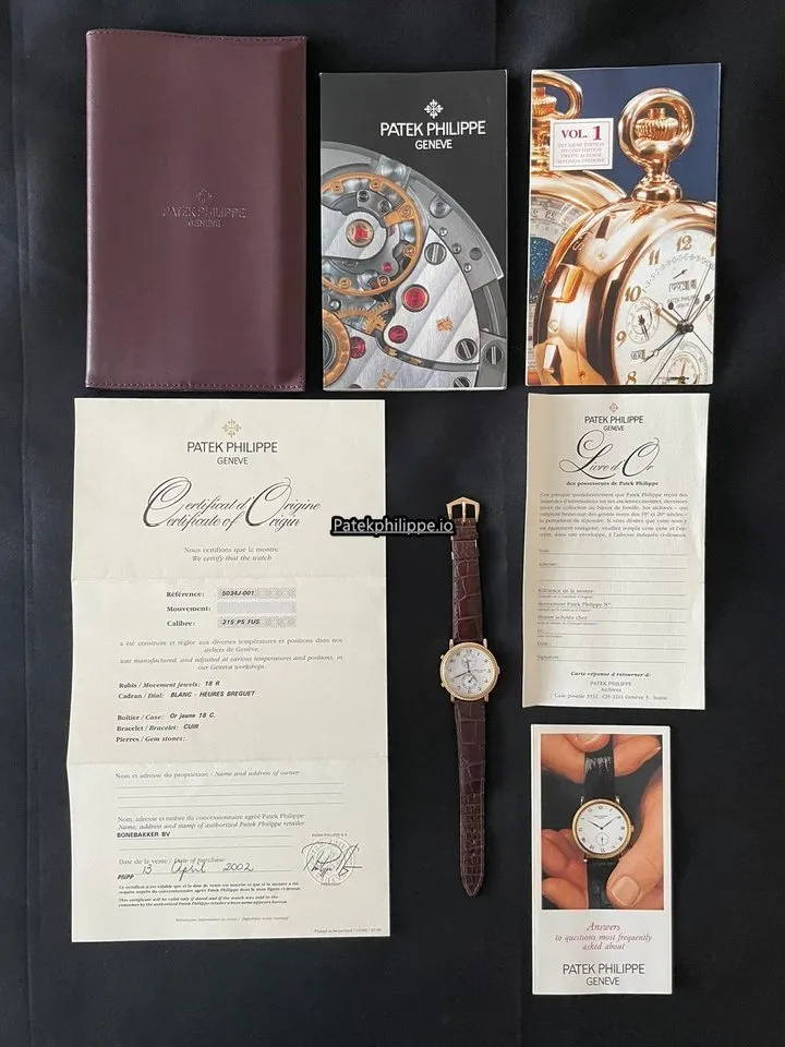 Patek Philippe Travel Time 5034j-001 34MM Yellow Gold Case Manual Winding