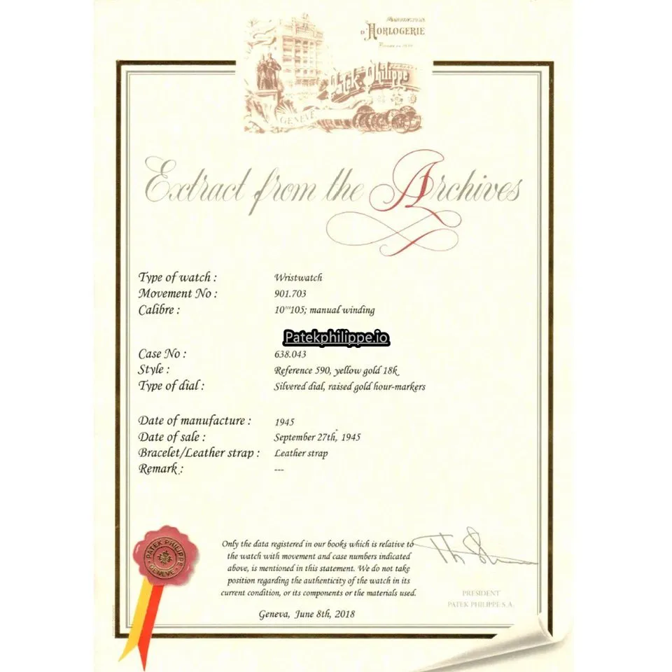 Alternative view of Patek Philippe Calatrava 590j 30MM Yellow Gold Case Manual Winding