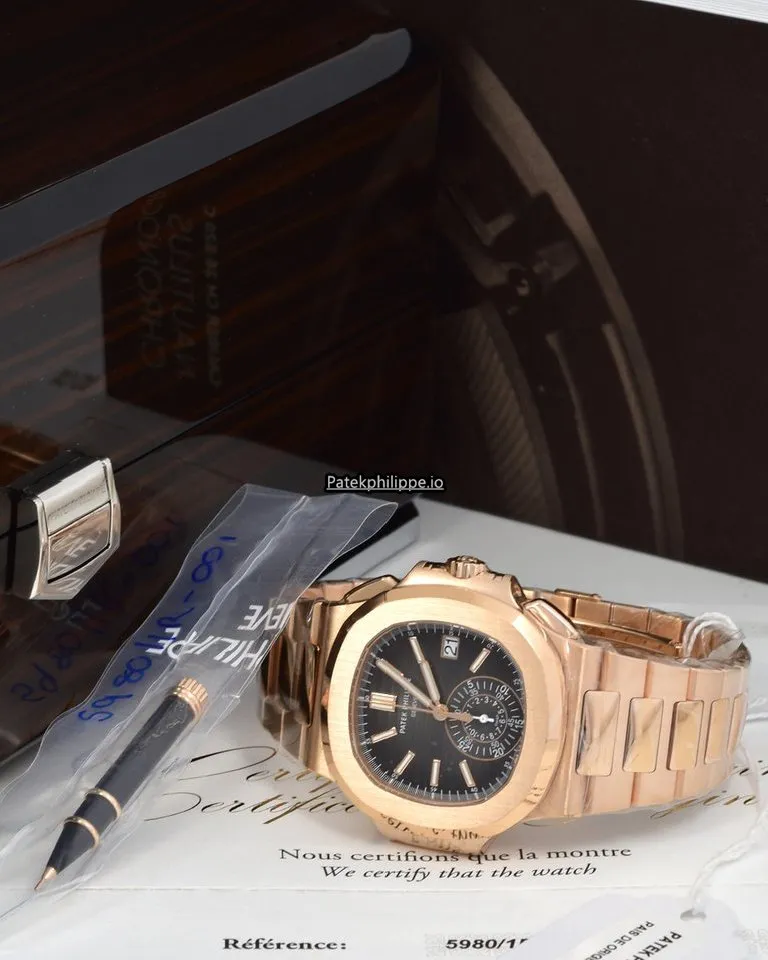 Alternative view of Patek Philippe Nautilus 5980/1r-001 40.5MM Rose Gold Case Automatic