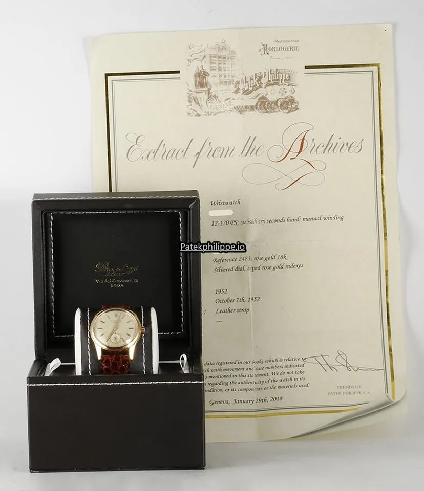 Alternative view of Patek Philippe Calatrava 2483 33MM Rose Gold Case Manual Winding