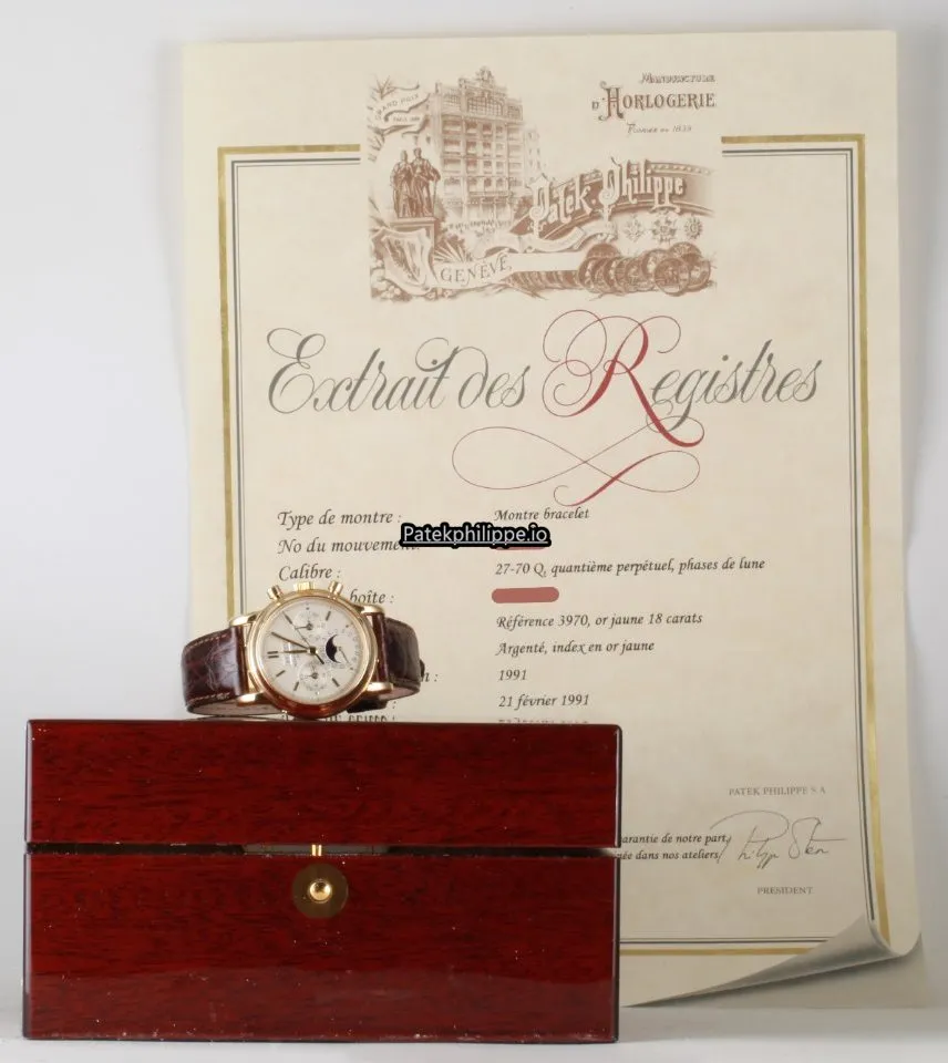 Alternative view of Patek Philippe Perpetual Calendar 3970e 36MM Yellow Gold Case Manual Winding