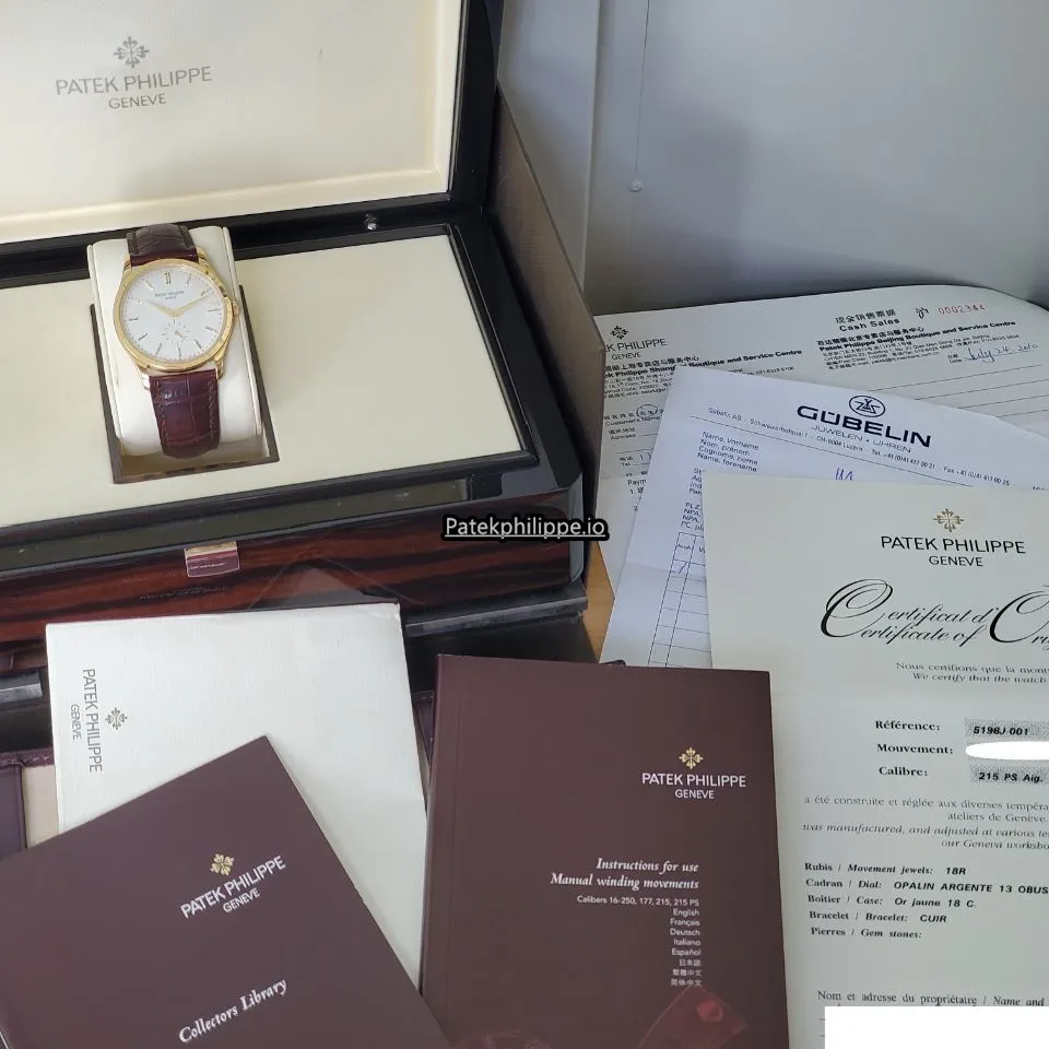 Patek Philippe Calatrava 5196j-001 37MM Yellow Gold Case Manual Winding