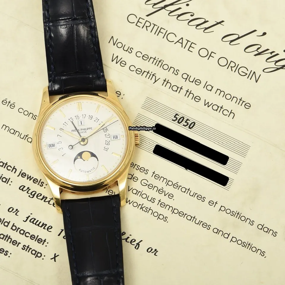 Alternative view of Patek Philippe Perpetual Calendar 5050j 36MM Yellow Gold Case Automatic
