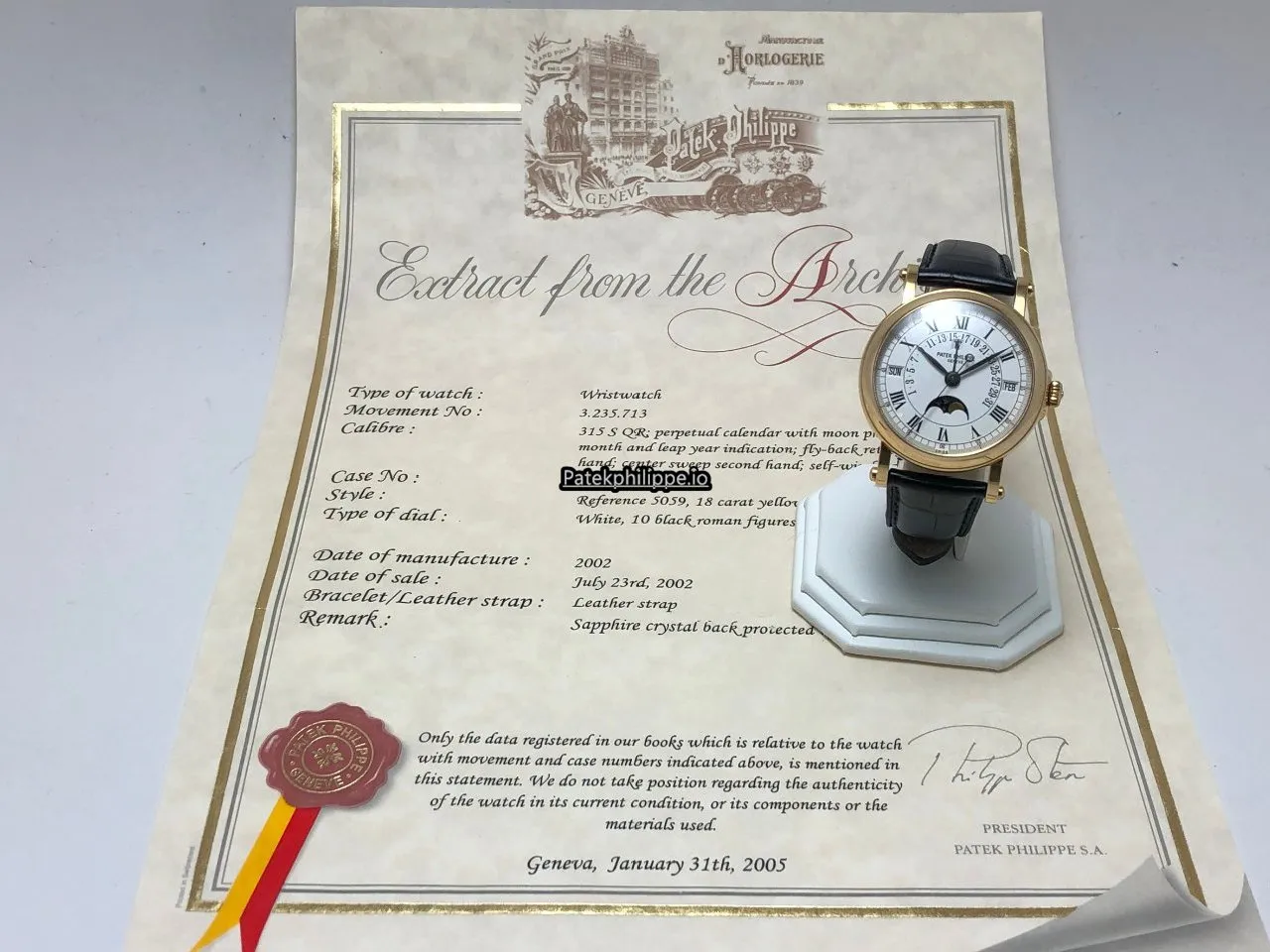Alternative view of Patek Philippe Perpetual Calendar 5059j 36MM Yellow Gold Case Automatic