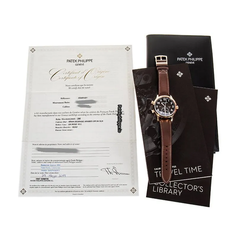 Alternative view of Patek Philippe Travel Time 5524r-001 42MM Rose Gold Case Automatic