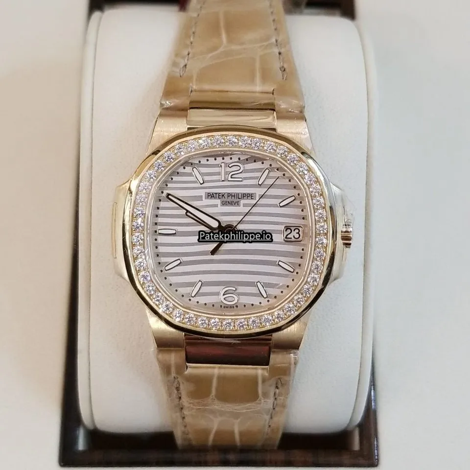 Alternative view of Patek Philippe Nautilus 7010r-011 32MM Rose Gold Case Quartz