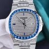 Patek Philippe Nautilus 5711 Full Diamond Blue Sapphire Bezel Super Clone 324 Movement 40MM