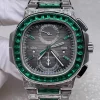 Patek Philippe Nautilus 5990 Full Baguette Diamond Emerald Travel Time Chronograph Super Clone Watch