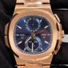 Patek Philippe Nautilus 5990 Rose Gold Blue Dial Super Clone Travel Time Chronograph Full Functions