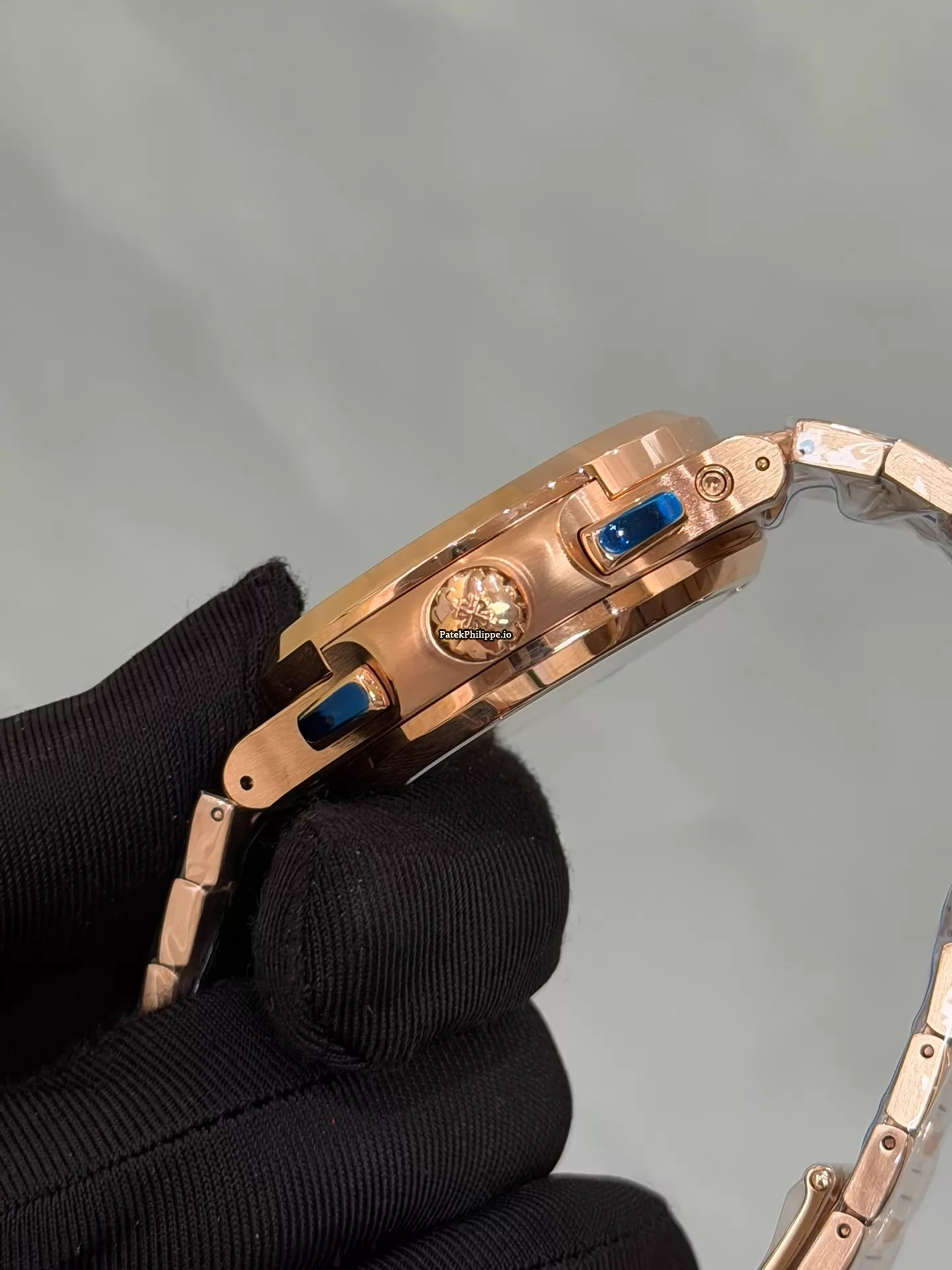 Patek Philippe Nautilus 5990 Rose Gold Blue Dial Super Clone Travel Time Chronograph Full Functions - Image 4