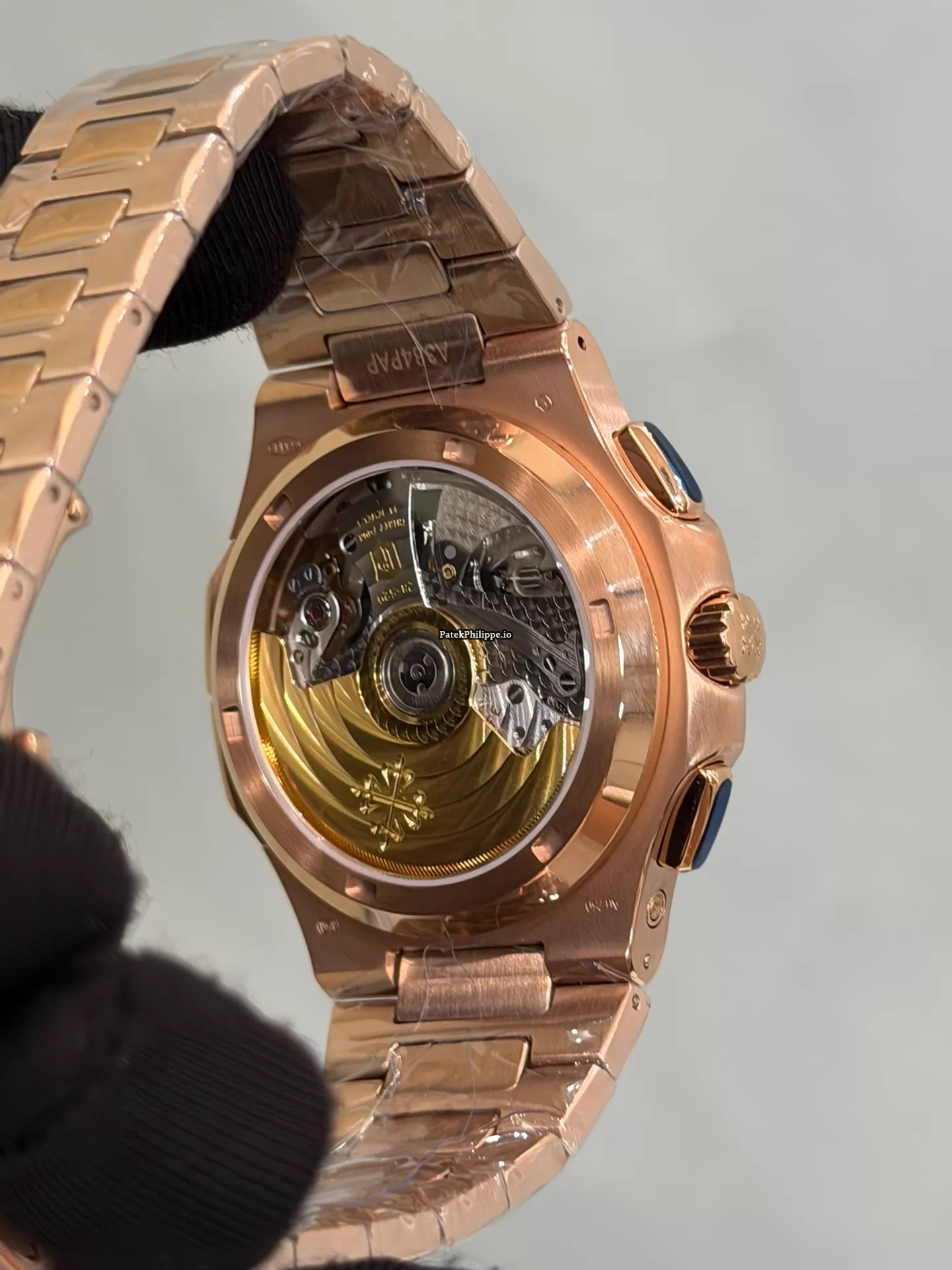 Patek Philippe Nautilus 5990 Rose Gold Blue Dial Super Clone Travel Time Chronograph Full Functions - Image 7