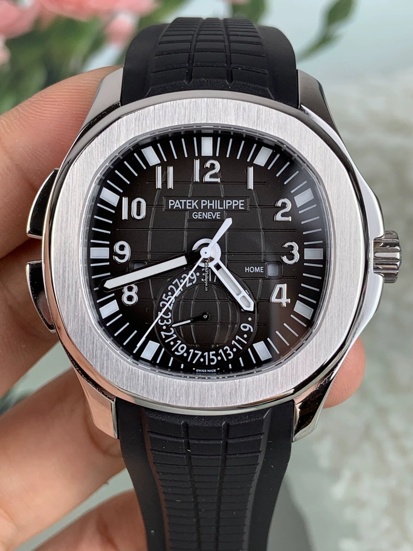Aquanaut 5164 Travel Time GMT Black Dial Sapphire Crystal Exhibition Back - Image 3