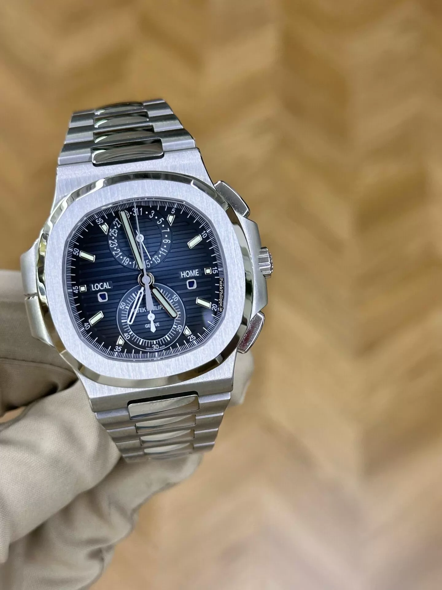 Patek Philippe Nautilus 5990 1A Steel King SW Blue Dial Custom Polished Hands Flyback Chronograph - Image 3