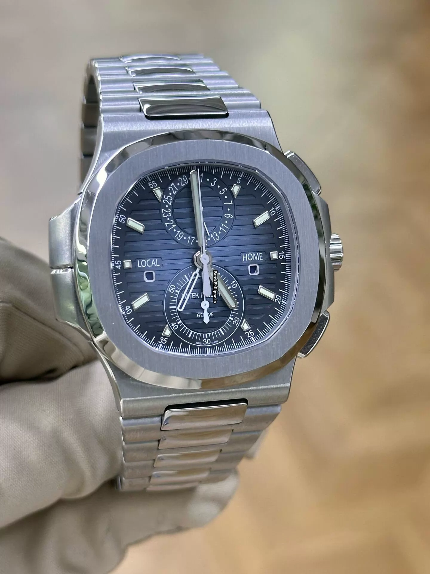 Patek Philippe Nautilus 5990 1A Steel King SW Blue Dial Custom Polished Hands Flyback Chronograph - Image 5