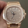 Nautilus 7118 1200R 010 Ladies Watch 35.2mm 18k Rose Gold Diamond Bezel Golden Brown Opaline Dial